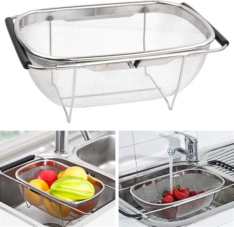 Cozlly Scolapasta Da Lavello Acciaio Inox Colino Per Lavello Cucina Con