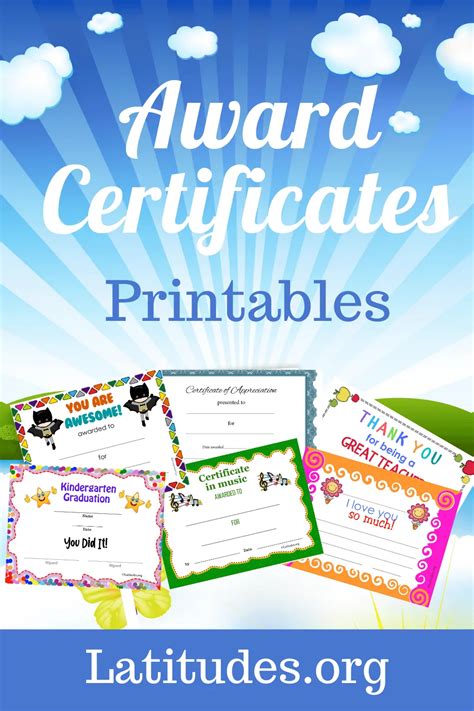 Award Template For Kids Free Printable