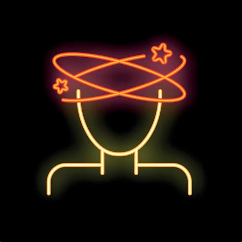 Neon sign depicting dizziness feeling with stars spinning around head