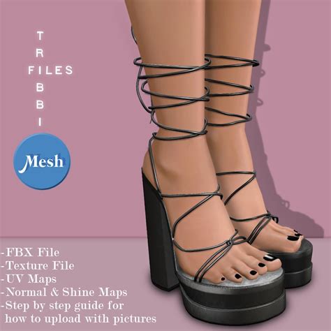 Imvu Mesh File Strappy Heels With Removable Socks Etsy