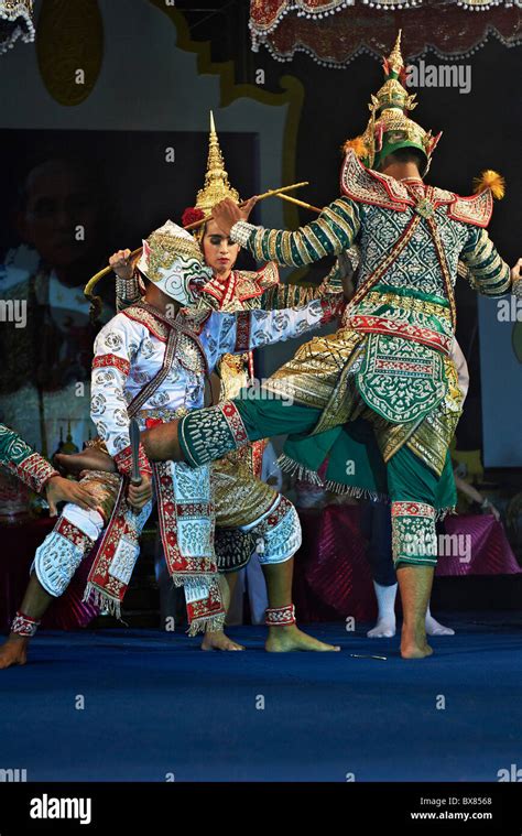 Thailand dancer on stage in a traditional Khon dance performance ...