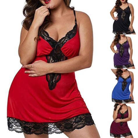 Plus Size Womens Sexy Lace Lingerie Nightdress Babydoll Underwear