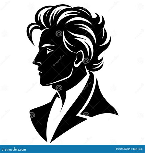 Man Hair Style Black Silhouette Desig Stock Illustration - Illustration