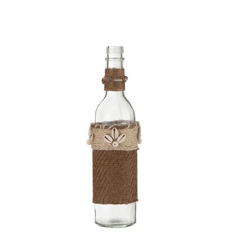 J Line Fles Decoratie Met Schelpen Glas Bruin Set Van Kopen Shop