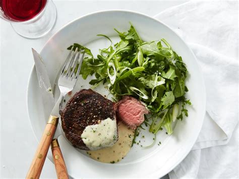 Steakhouse Steaks With Roquefort Chive Sauce Recipe Ina Garten Food