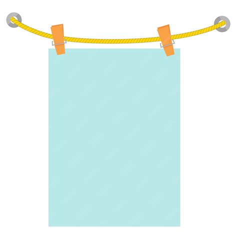 Premium Vector | Vector clipped blue blank message note, at yellow rope