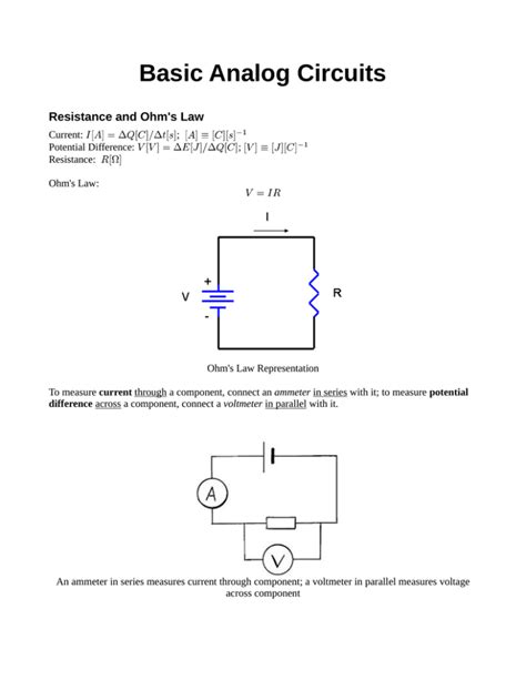 Notes On Basic Analog Circuits