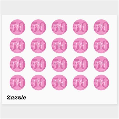 Pink Fifty 50th Fiftieth Birthday Party Favor Classic Round Sticker