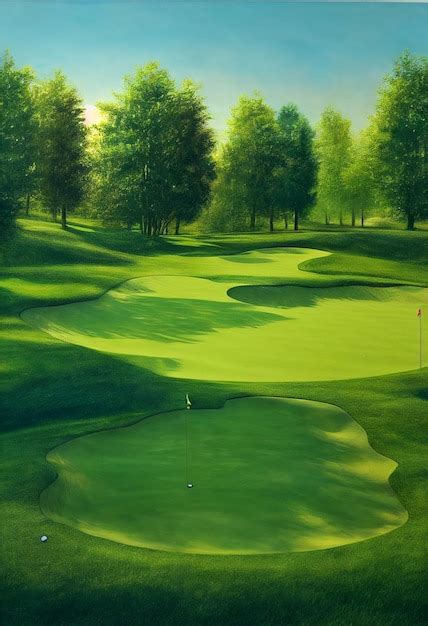 Premium Photo Arafed View Of A Green Golf Course With A Hole And