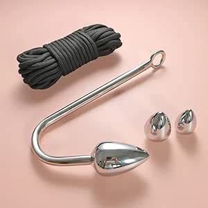 Stainless Steel Bondage Anal Hook With 3 Balls Mature Fetish Rope Play