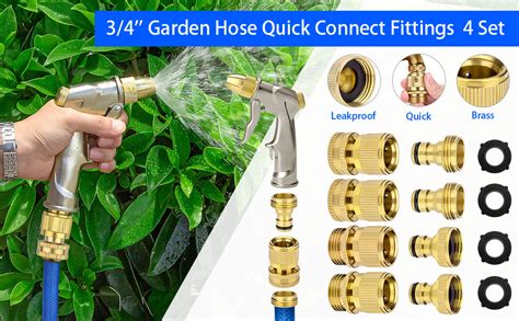 Amazon 4 Sets Garden Hose Quick Connect 3 4 Inch GHT Solid Brass