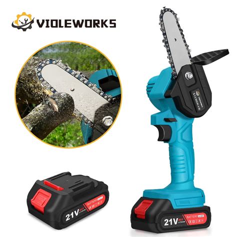 VIOLEWORKS 4 Inch Mini Cordless Chainsaw Handheld Electric Portable