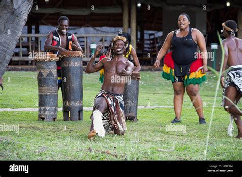 Traditional Dance For Tourists Victoria Falls Zimbabwe Stock Photo