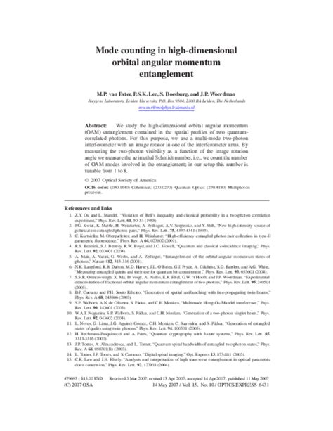 Pdf Mode Counting In High Dimensional Orbital Angular Momentum