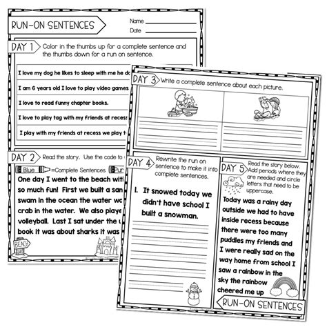 2nd Grade Grammar Worksheets Run On Sentences Lucky Little Learners