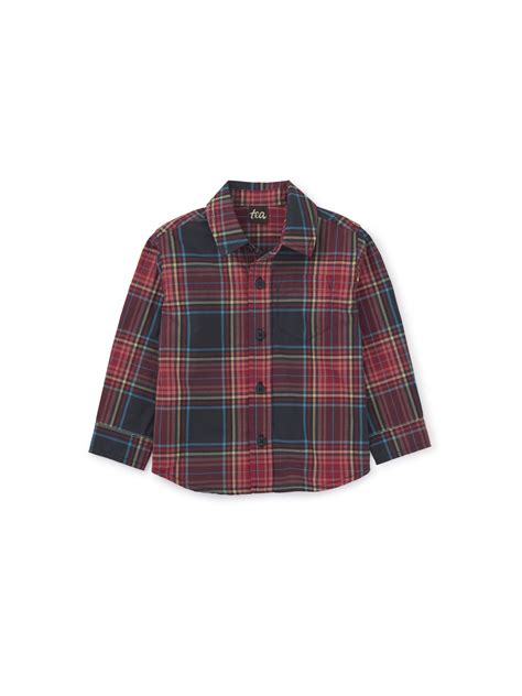 Plaid Baby Button Up Shirt Matsuri Red Fiddlesticks