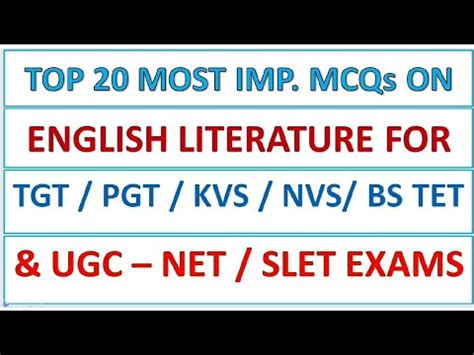 Mcqs On English Literature With Complete Analysis For Tgt Pgt Kvs Nvs