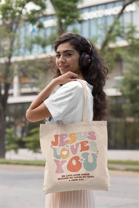 Jesus Loves You Christian Tote Bag Aesthetic Tote Bag Christian Merch