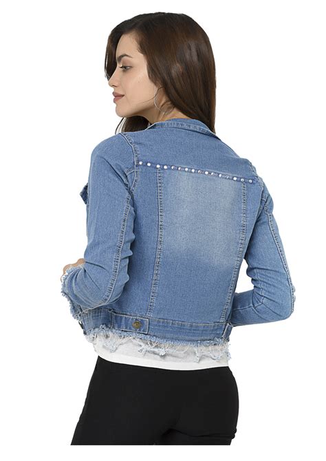 Campera ILSE De Jean Elastizada Celeste CON TACHAS