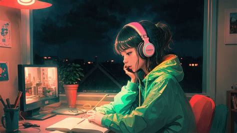 Premium Ai Image Anime Lofi Girl Relaxing Study Session With Chill Vibes