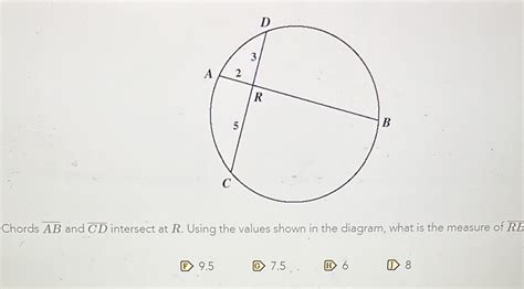 Solved Chords Overline Ab And Overline Cd Intersect At R Using The