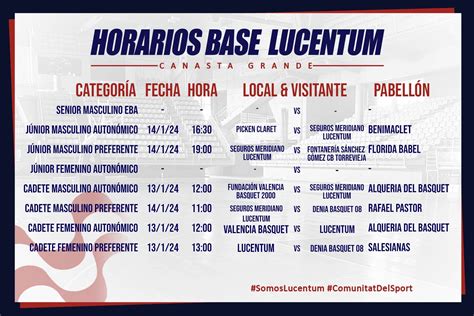 HORARIOS BASE LUCENTUM 13 14 ENERO Fundación Lucentum