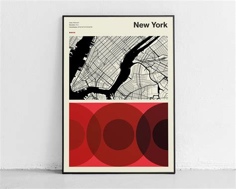 New York Map Poster, New York Reimagined in Modern Map Design, Discover ...