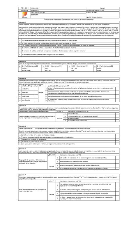 Ipc Parcial Sin Respuestas Ipc Apellido Tema Do