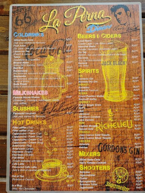 Menu At La Perna Diner Restaurant Pretoria