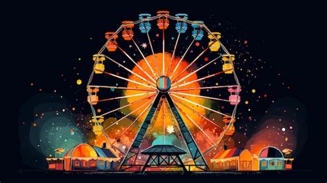 Premium Photo | A cartoon illustration of a fairground Ferris wheel