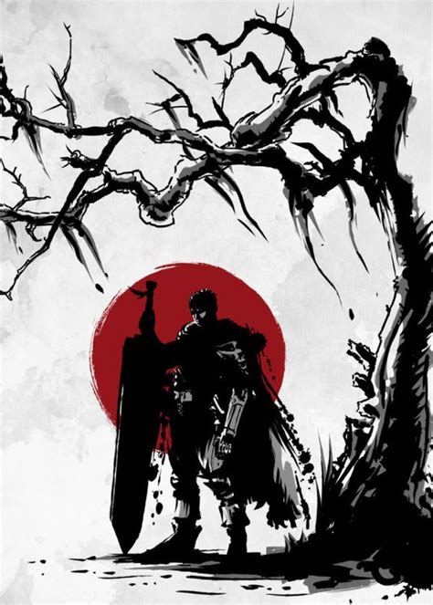 Displate Poster Black Swordsman Under The Sun Guts Berserk Anime