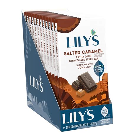 Lily S Salted Caramel Extra Dark Chocolate Style No Sugar Added Sweets Bars 2 8 Oz 12 Count