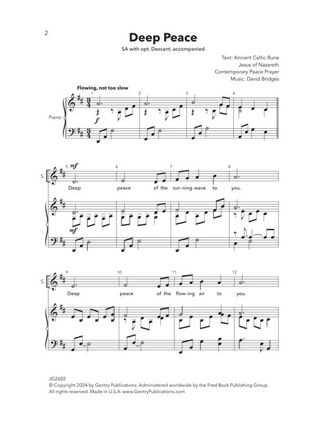 David Bridges "Deep Peace" Sheet Music & Chords for Choir | Download