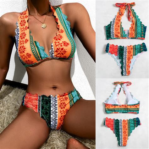 Bellalily 2023 Swimsuit Bikini Printing Of Tall Waist Sexy Bikini Laser