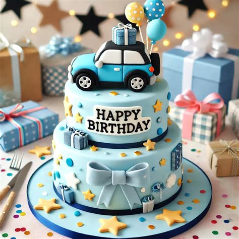 beautifully decorated birthday cake   boy featuring  blue