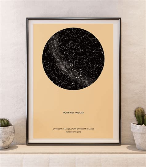 Star Map Yellow Babydruk Birth Poster 1 1 Scale Original Gift