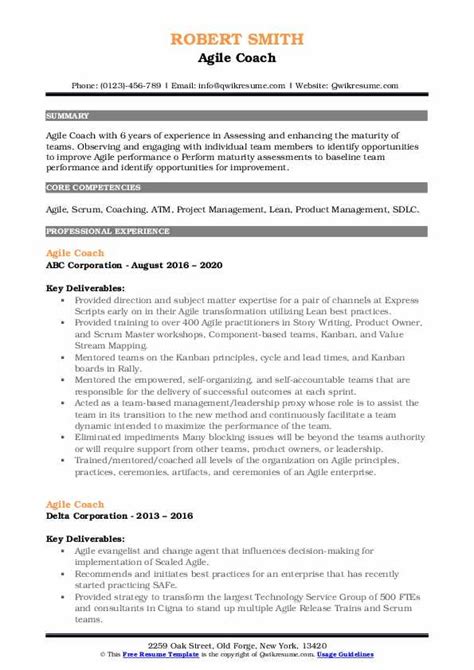 10 Agile Coach Resume Samples And Templates For 2025