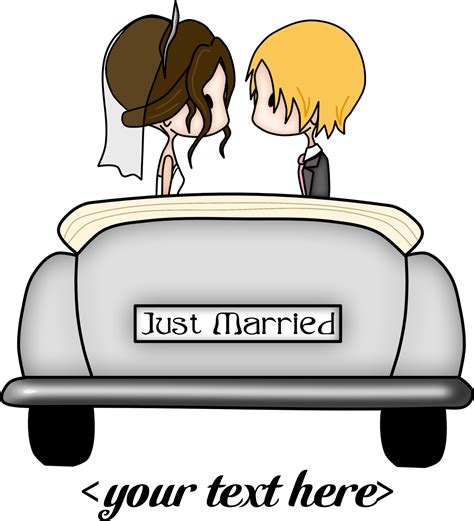 Download Just Married Cartoon Couple Car Illustration