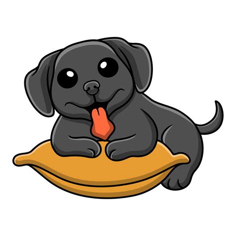 Cute black labrador dog cartoon on the pillow 15380739 Vector Art at ...