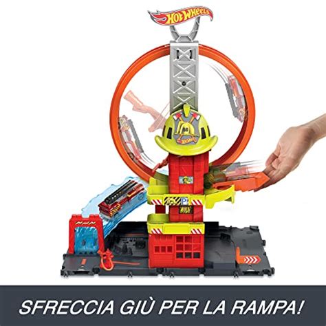 Hot Wheels City Caserma Dei Pompieri Con Super Loop Con Macchinina Ascensore Azionato