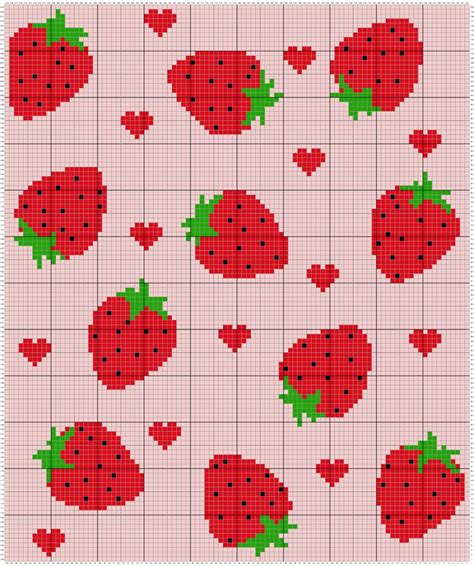 Strawberries Graph Highland Hickory Designs Graph Crochet Tapestry