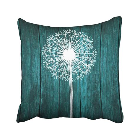 Artjia Wood Pillows Teal Rustic Barnwood Dandelion Wood Pillowcase Pillow Cover 18x18 Inches