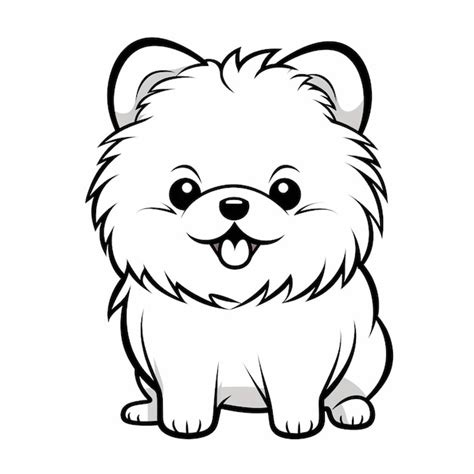 Premium AI Image Chow Pom Drawings Charm Flat Coloring Book Kawaii