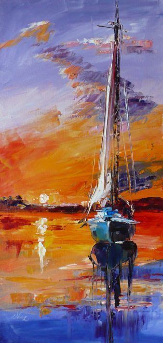 Sailboat Paintings Impressionism Canvas Oil Boat Marine Seascape Painting Canvases Painting