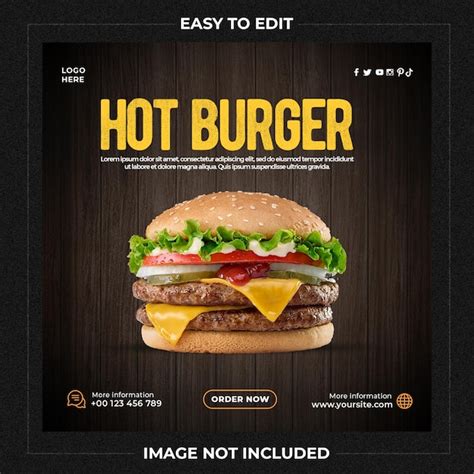 Premium Psd Delicious Burger And Food Menu Social Media Banner Template