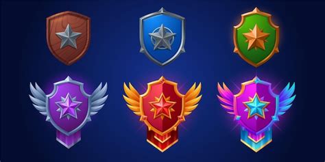 Free Vector Game Ranking Badges With Shields With Star