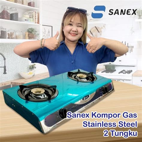 Jual Sanex Kompor Gas Stainless Steel 2 Tungku Kompor Stainles Anti