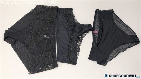 Adore Me Womens Black Orange Lace Mesh Hipster Bikini Thong Panties 3x