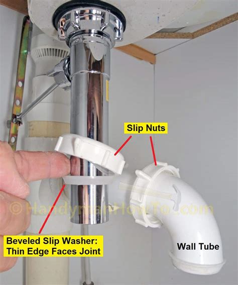 How To Replace A Pop Up Sink Drain Pivot Rod And P Trap Handymanhowto