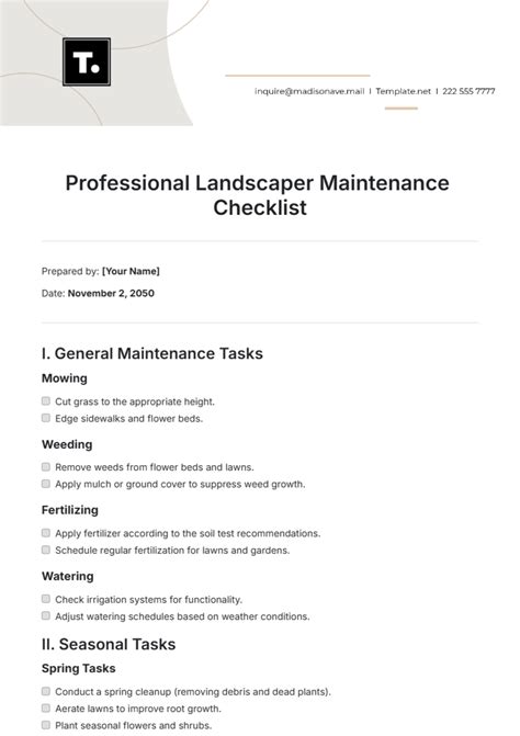 Free Simple Generator Maintenance Checklist Template Edit Online